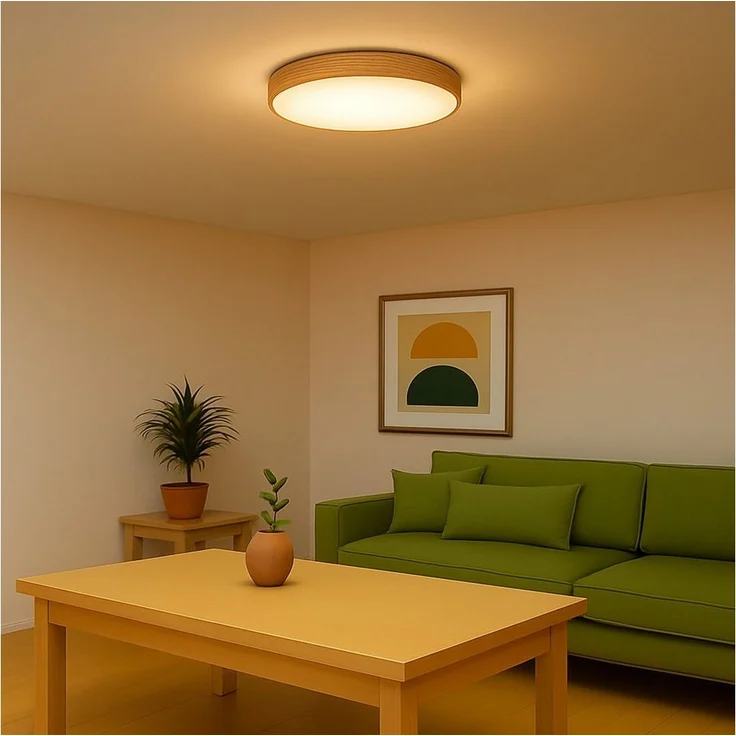 Brilliant LED Deckenleuchte Teranon, LED fest integriert, Warmweiß, Holzoptik, 3000 K, braun/weiß – Bild 1