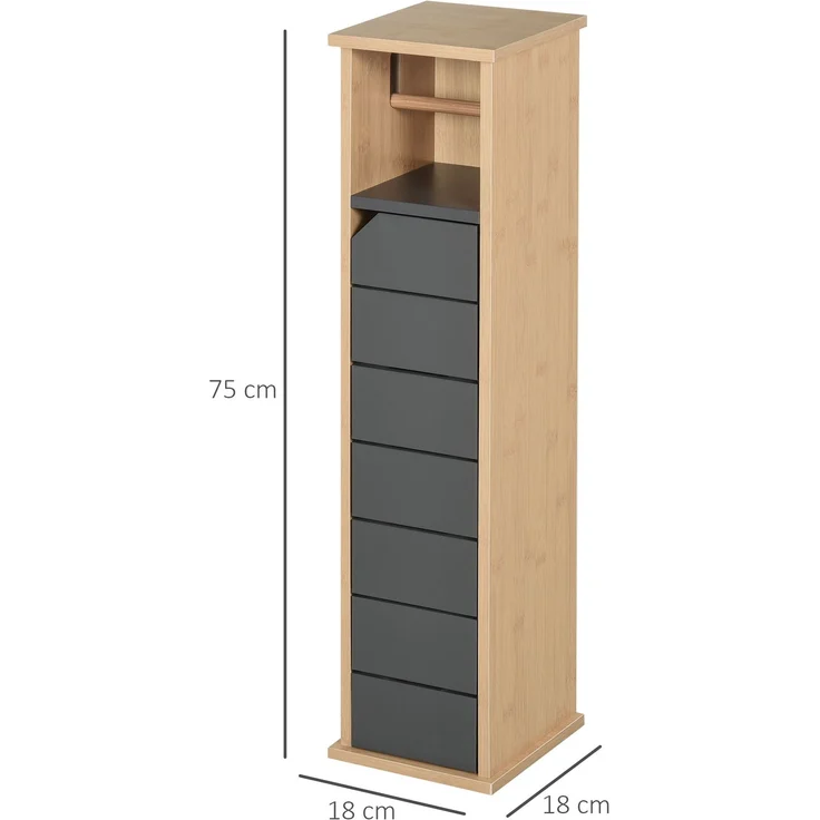 Wohnora-Toilettenpapierhalter - Toilettenpapierständer - 2-stufig, MDF, grau, Bambus,H 750cm x T 180cm x B 180cm – Bild 4