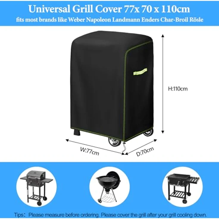 Grill Abdeckhaube, VDISRR Wetterfest Grillabdeckung, 420D Oxford Gasgrill Abdeckplane, Wasserdicht Grill Schutzhülle, 77 x 70 x 110 cm, für 2 Brenner Gasgrill mit Klappbarer Seitenablage – Bild 3