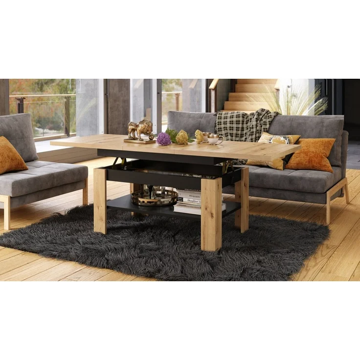 designimpex Couchtisch Design Rio stufenlos höhenverstellbar 55 - 67cm ausziehbar 130 - 170cm – Bild 2