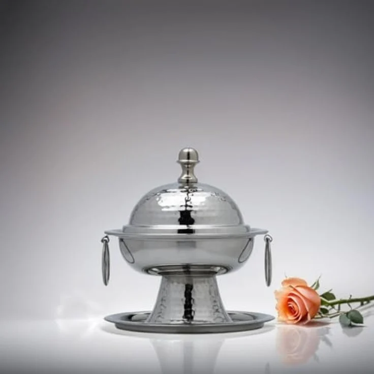 Marrakesch Orient & Mediterran Interior Zuckerdose Deko Aesthetic Zuckerdose Tischdeko Aufbewahrung Bonboniere Silber, Edelstahl, (1-tlg), Handarbeit – Bild 2