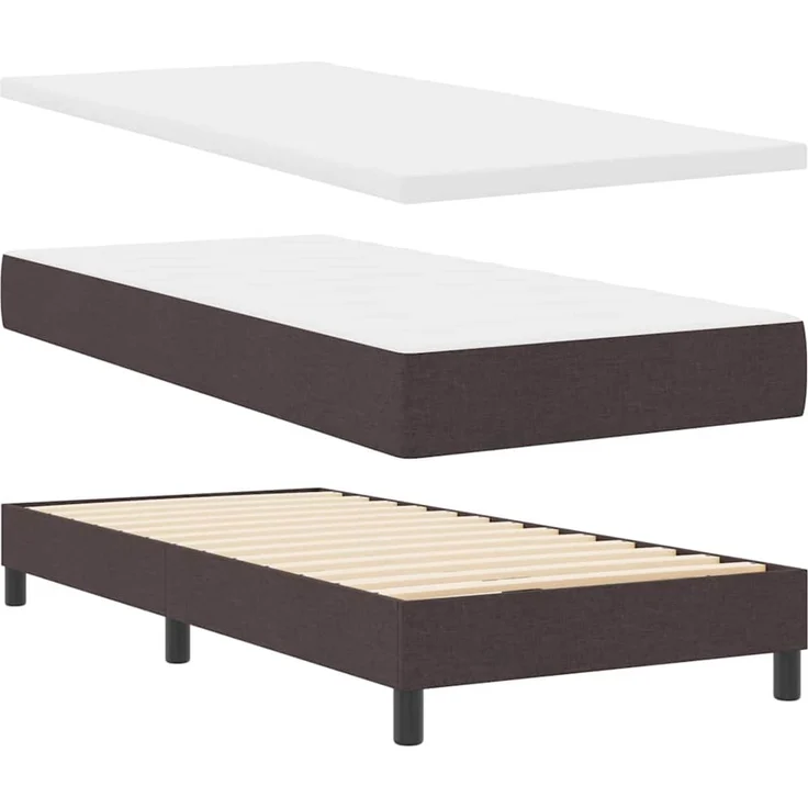 vidaXL Boxspringbett mit Kopfteil Dunkelbraun 90 x 200 cm Stoff 3340069 – Bild 3