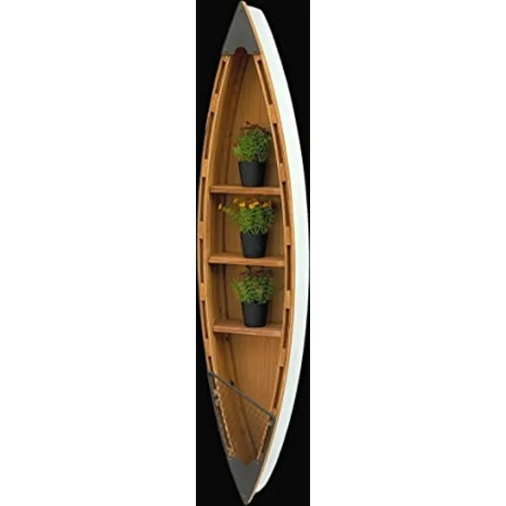 DanDiBo Regal Boot Wandregal 120 cm in Bootsform aus Holz Antik MR83 Maritim Bootsregal Badregal Badschrank Braun für die Wand