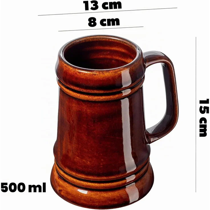 KADAX Bierkrug 500ml Steingutkrüge 2 Stk – Bild 2