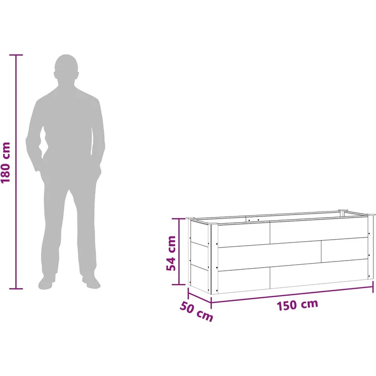 vidaXL Hochbeet Braun 150 x 50 x 54 cm WPC und Aluminium 42039000 – Bild 7
