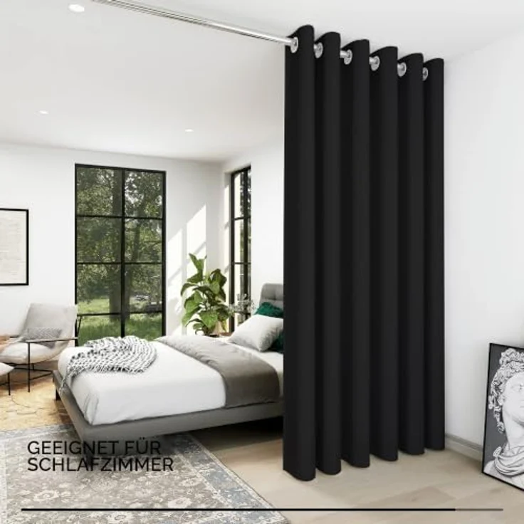 Deconovo Blickdichte Gardinen mit Ösen Verdunklung Thermovorhang Schwarz | 1 Stück, H280 x B200 cm, Ösenschal, Kälteschutz und Hitzeschutz, Abdunkelnd, Sichtschutz für Schlafzimmer, Blackout Curtain – Bild 4