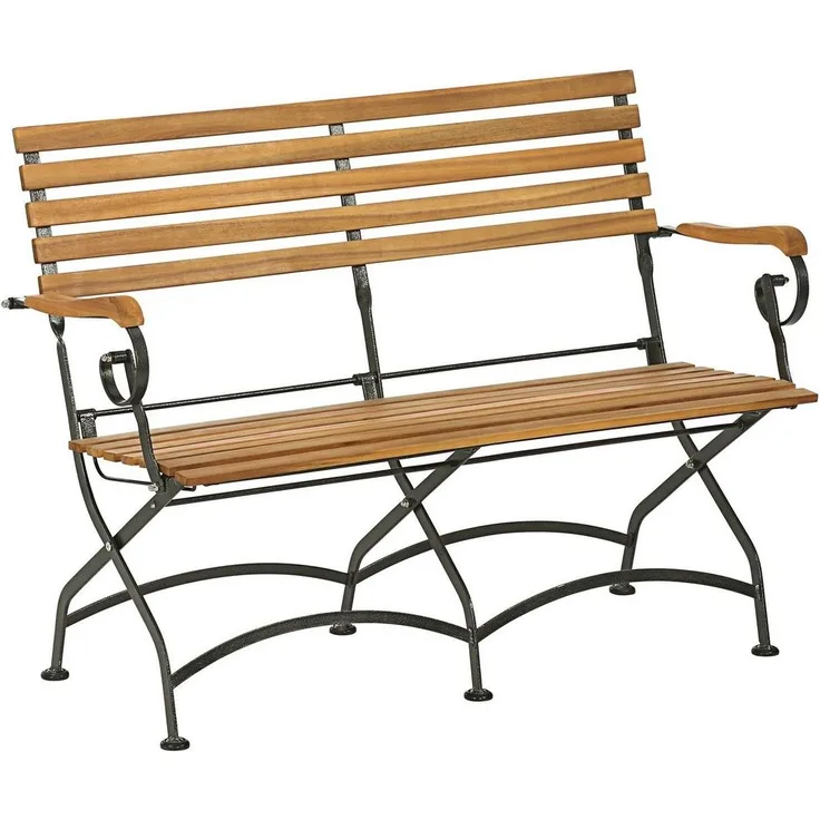 Dehner Klappbank Tegernsee, 2-Sitzer, ca. 124 x 88 x 57 cm, FSC Akazienholz/Stahl, natur