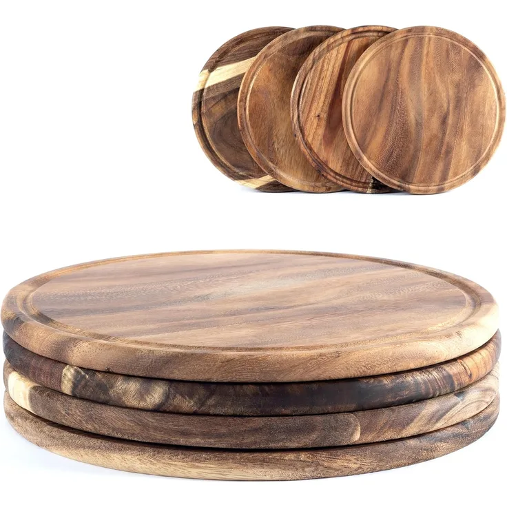 Hanseküche Schneidebrett Schneidebrett Set, Akazie, (Holzbrett Küche groß, 4-St, mit Saftrille, Küchenbrett, massives Schneidbrett), Hochwertige Schneidebretter