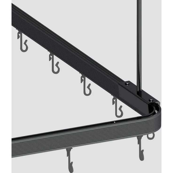 Euroshowers GmbH Duschvorhangstange Flexibel Schwarz 300 cm, 1-läufig, Wand, Decke, Schrauben, Aluminium, Kann von Hand gebogen werden – Bild 3
