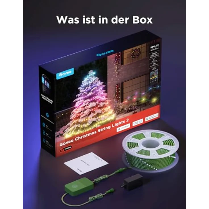 Govee RGBICW Weihnachtsbeleuchtung 500 LEDs Christmas Lights, 50M Smarte Lichterkette Innen für Weihnachtsbaum, APP-Steuerung,130+ Szenen-Modi, IP65, Kompatibel mit Alexa, Grünes Kabel – Bild 9