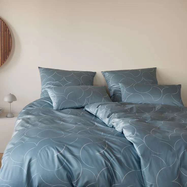 Elegante Mako Satin Bettwäsche Circus 24579-4 salbei Kreise 135x200