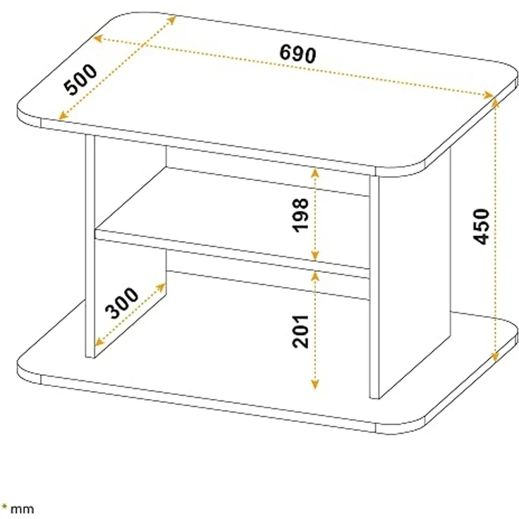 RICOO Couchtisch mit Stauraum 69 x 50 x 45 cm, Couchtisch Holz, Wohnzimmertisch für Couch Betonoptik Grau – WM094-BG, Tisch Wohnzimmer Tisch, Sofatisch, Coffee Table, Couchtisch klein, Couch Tisch – Bild 2