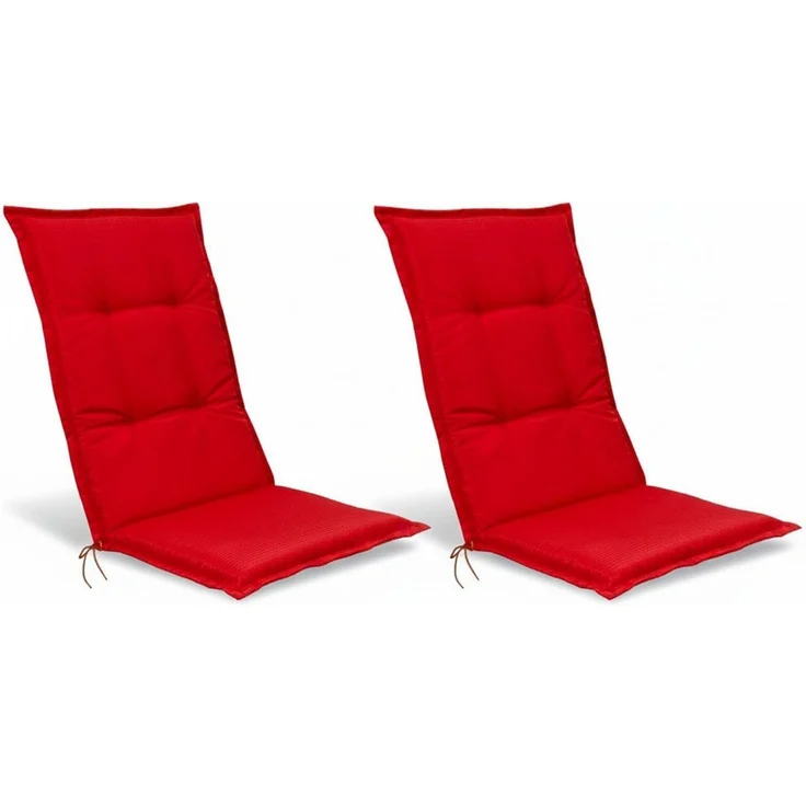 Beautissu Hochlehnerauflage 2er Set Hochlehner Set Base HL Sitzkissen, 120 x 50 x 6 cm Rot, Hochlehner Rückenkissen Stuhlkissen für Gartenstühle Sitzpolster – Bild 1