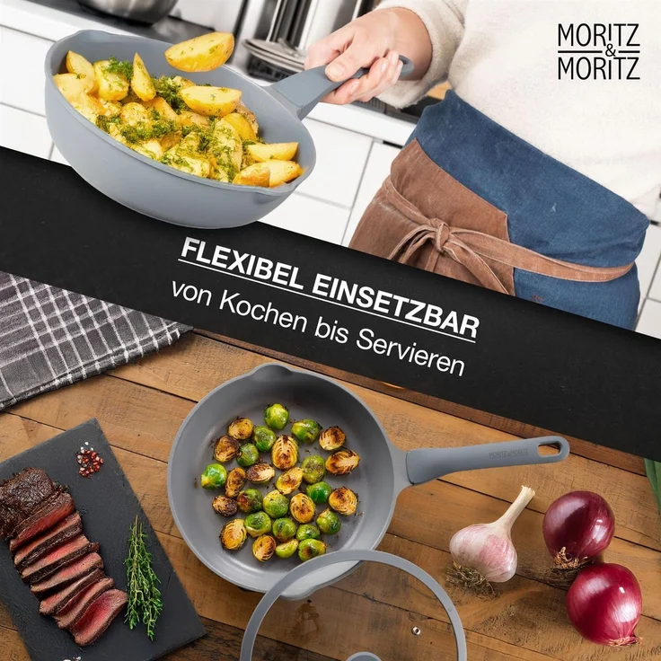 Moritz & Moritz Multipfanne mit Deckel, Aluminium Grau, Ø 26 cm – Bild 7