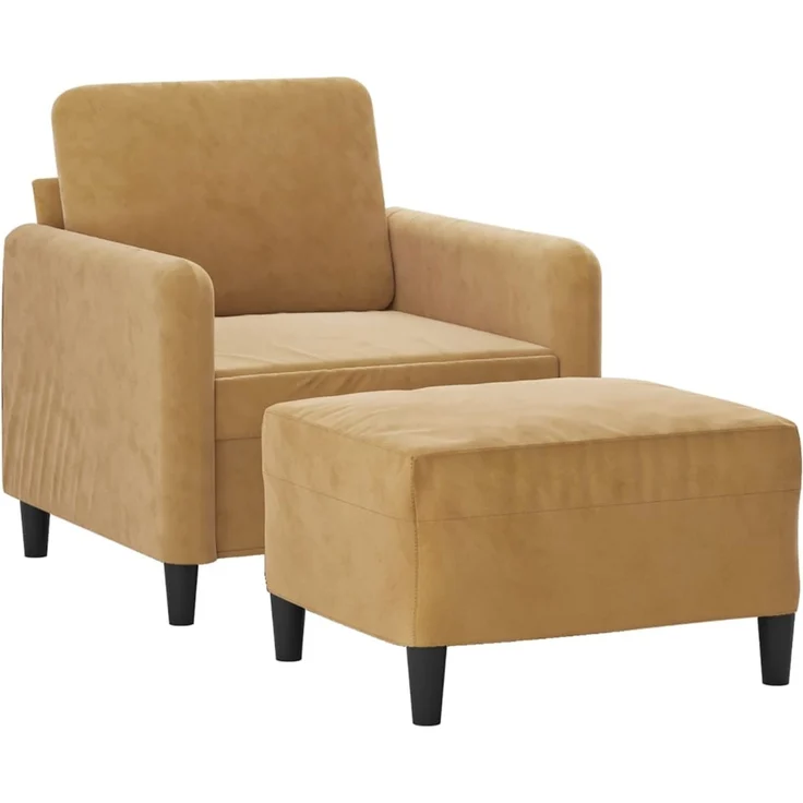 vidaXL Sessel mit Hocker Braun 60 cm Samt 3201171 – Bild 2