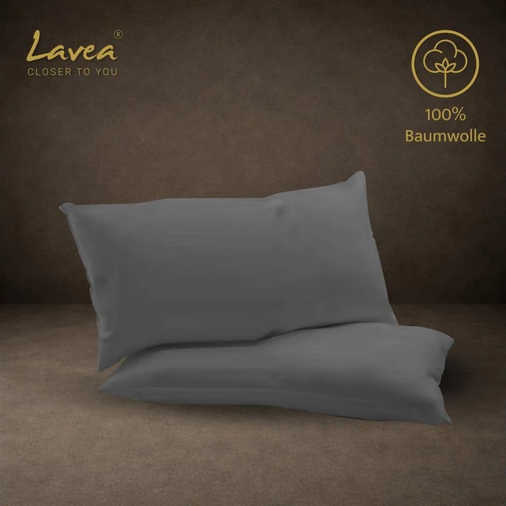 Lavea Kissenbezug 2er Set 100% Baumwolle flauschig, Jasmin, Kissenhülle, Kissenbezüge, (2 Stück), pflegeleicht, langlebige Qualität, mit Reißverschluss – Bild 3
