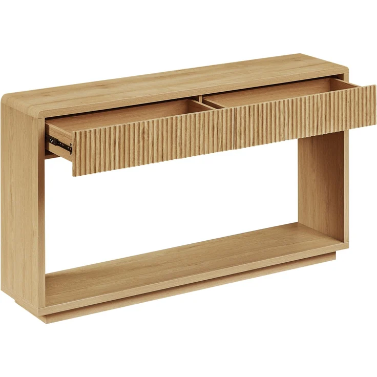 DESVIAE Sideboard Natur aus Spanplatte/MDF – 150x85x35 cm – 2 Schubladen, offenes Fach – Bild 3