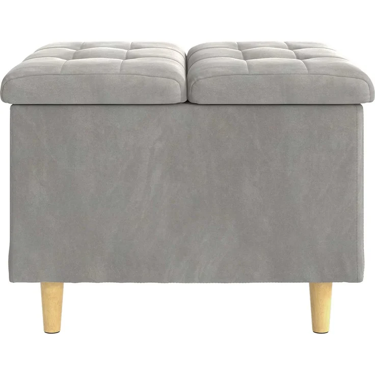 vidaXL Ottoman mit Stauraum Hellgrau 60 x 60 x 45 cm Samt 876825 – Bild 5