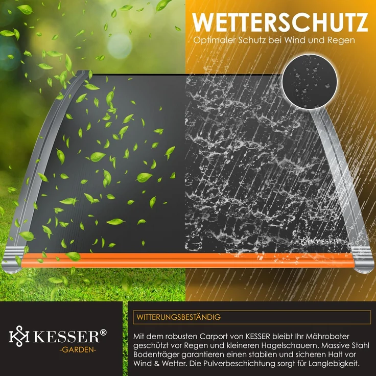 KESSER® Mähroboter Garage Dach Carport Überdachung für Mähroboter Rasenmäher Rasenroboter Automower Garten Witterungsbeständig Mährobotergarage inkl. Montagematerial, Maße 82 x 103 x 47 cm Orange / Schwarz – Bild 5