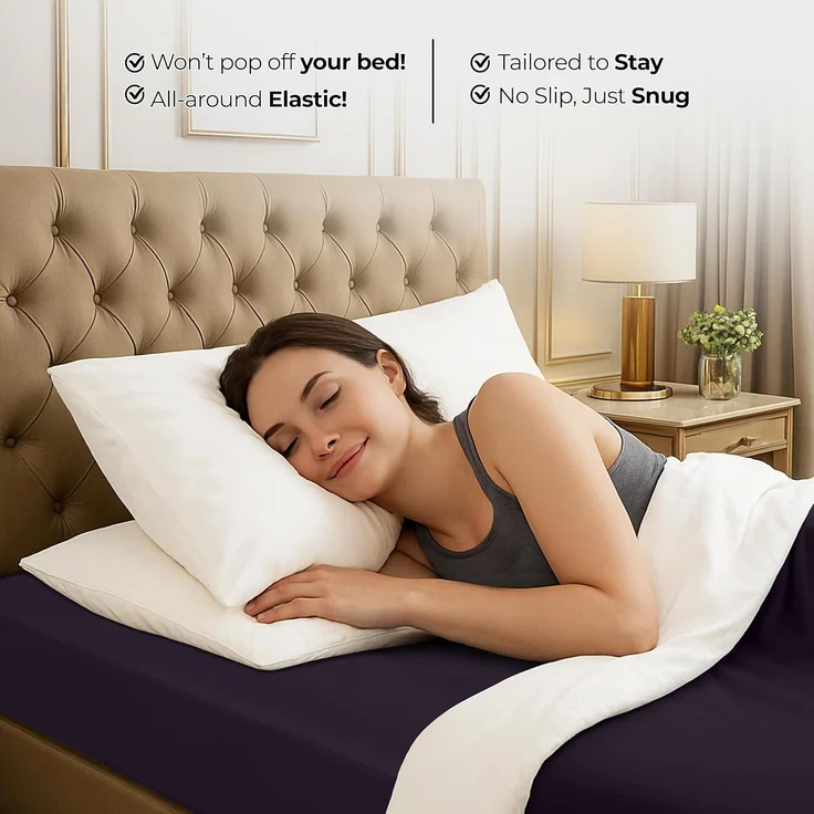 Utopia Bedding Spannbettlaken für Doppelbett, tiefe Taschen, weiche Mikrofaser, schrumpft und lichtbeständig, pflegeleicht, nur 1 Spannbetttuch, Violett – Bild 8
