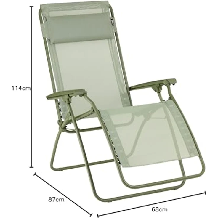 Lafuma Gartenliege R CLIP, Moosgrün, Stahlgestell, Batyline Iso, Kopfstütze, Verstellbar – Bild 4