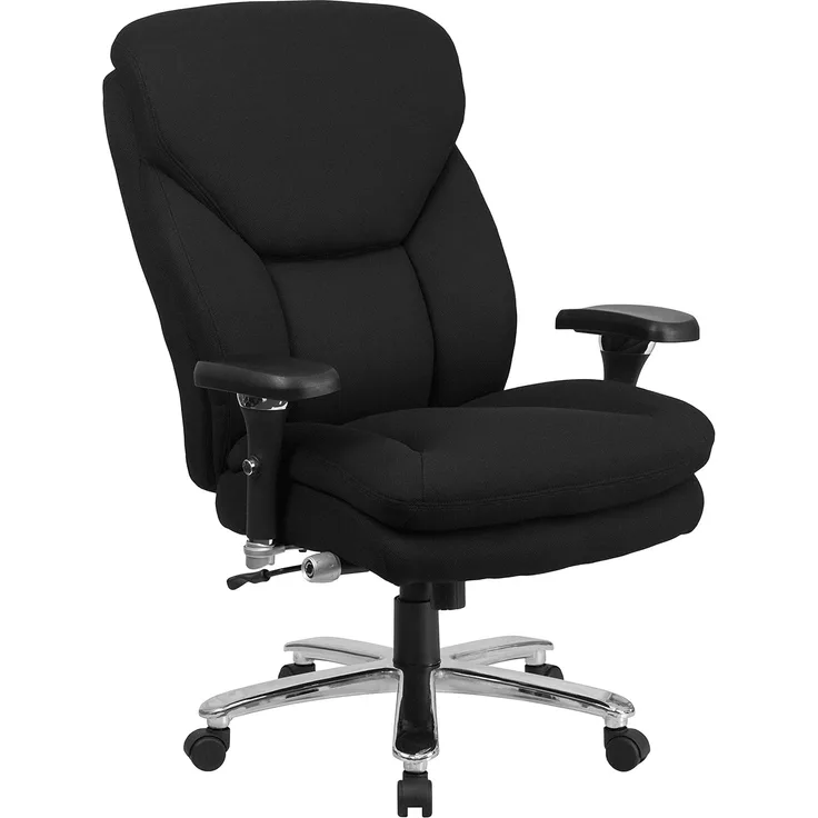 Flash Furniture Hercules Serie 24/7 Bürostuhl für intensiven Gebrauch, groß und hoch, 180 kg, schwarzer Stoff, ergonomischer Chefsessel mit Lendenknauf