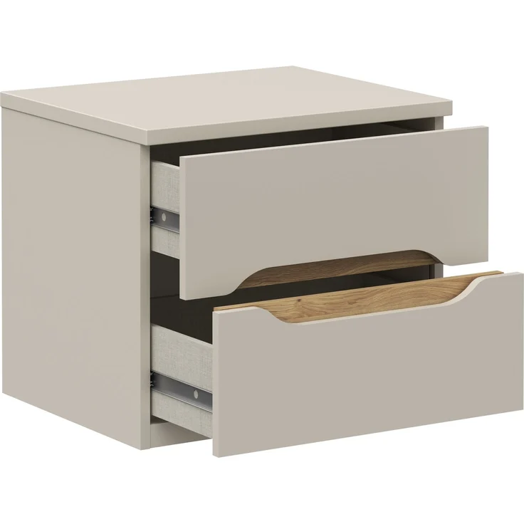Nachtkommode >EDWAL< 2 Schübe, Sand / Mauvelle Eiche - 50,4x44,3x41,5cm (BxHxT) – Bild 5