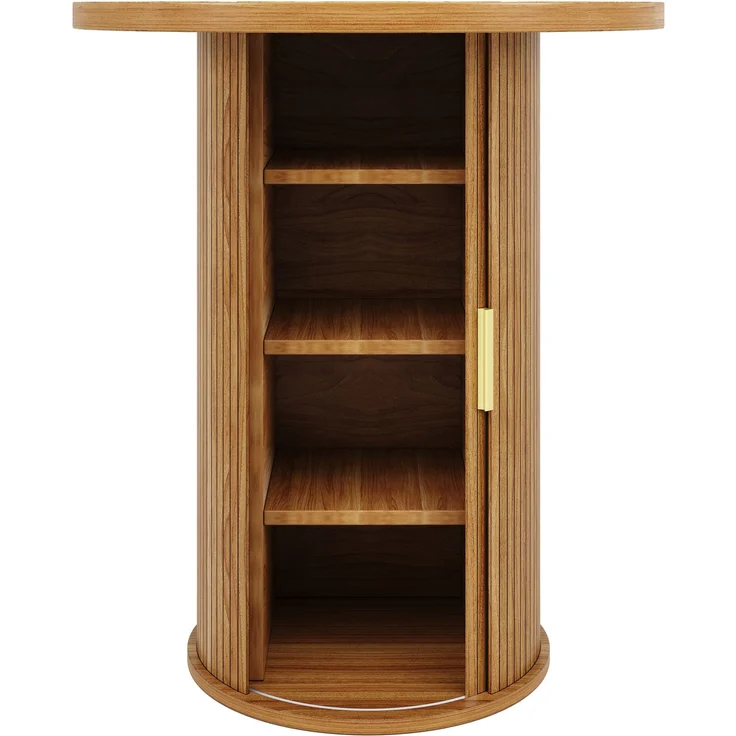 ZUBALIYA Runder Bartisch Ø 60 cm, mit Stauraum, MDF/Metall, Holzfarben – Bild 12