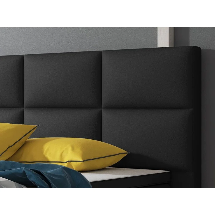 inter Boxspringbett Miami 180x200 cm Kunstleder mit 7-Zonen TFK und Topper (180x200 cm, Schwarz mit 7 Zonen Taschenfederkernmatratzen und Topper), Boxspringbett, Hotelkomfort, Mit Topper, Tonnentaschenfederkern – Bild 4