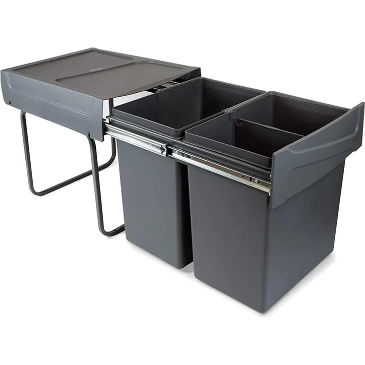 emuca Abfallsorter 2x 20 Liter Abfallvolumen mit Handauszug / Müllbehälter