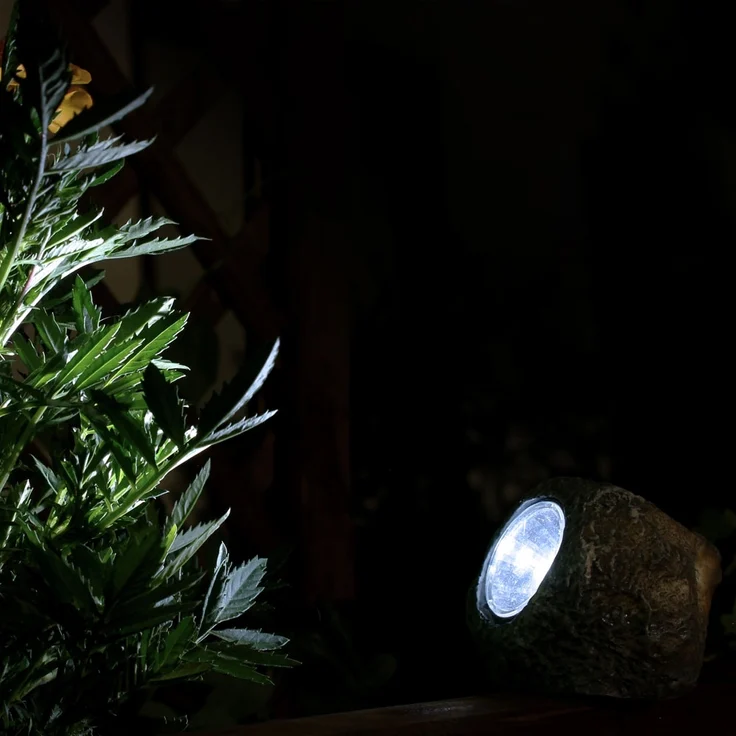 3x LED Solarleuchte Stein grau, Außendeko – Bild 8