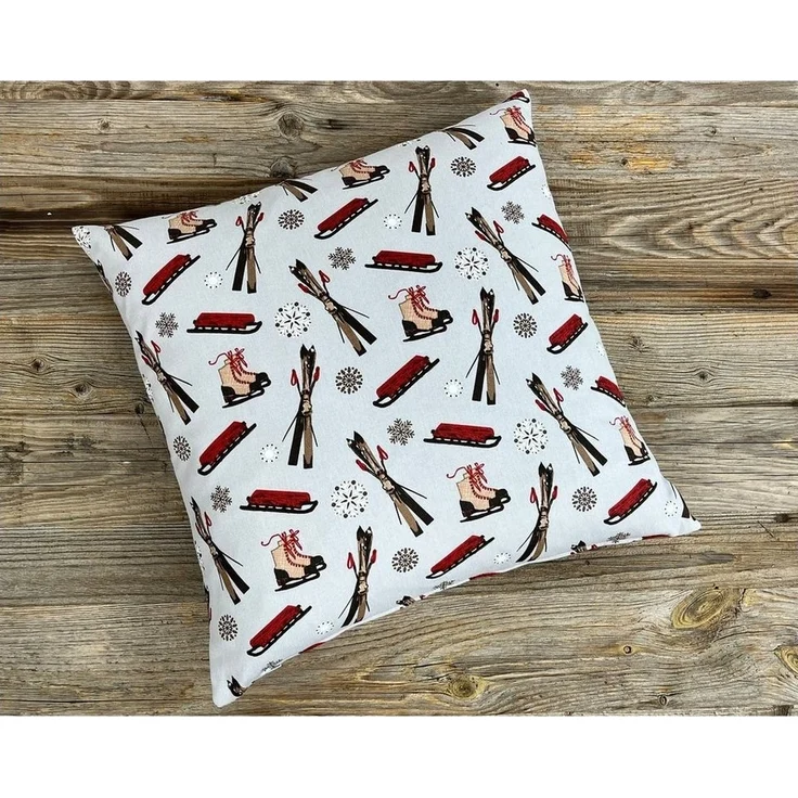 matches21 HOME & HOBBY Kissenbezüge Kissen-Bezug 46x46 cm Ski Winter Weihnachten weiß, (1 Stück), Wohnzimmer Kissen-Hülle als Deko-Kissen Zier-Kissen Sofa-Kissen – Bild 2