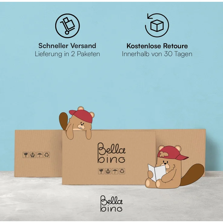 Bellabino 'Vils' Hausbett 90x200 cm, weiß, Kiefer Massivholz, Montessori Kinderbett mit Rausfallschutz und Lattenrost – Bild 8