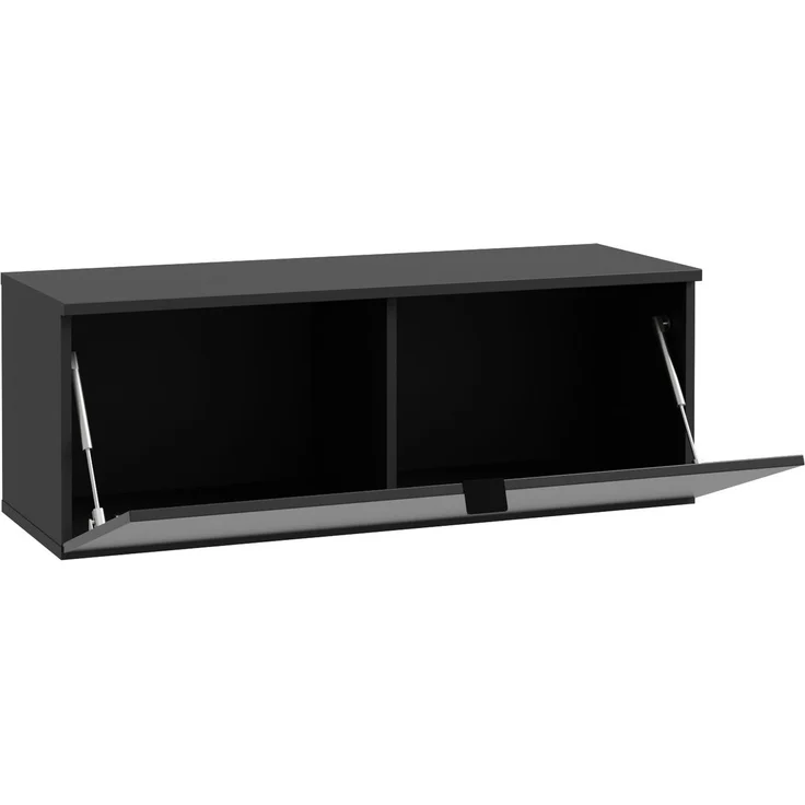Lowboard >LIBERTAD< Hängeschrank, Schwarz Glanz / Schwarz - 99,5x37,5x34,8cm (BxHxT) – Bild 5