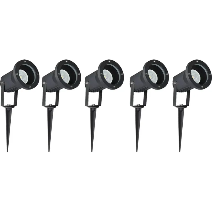 5er Set LED Steckleuchte, schwarz, beweglich, H 33,5 cm