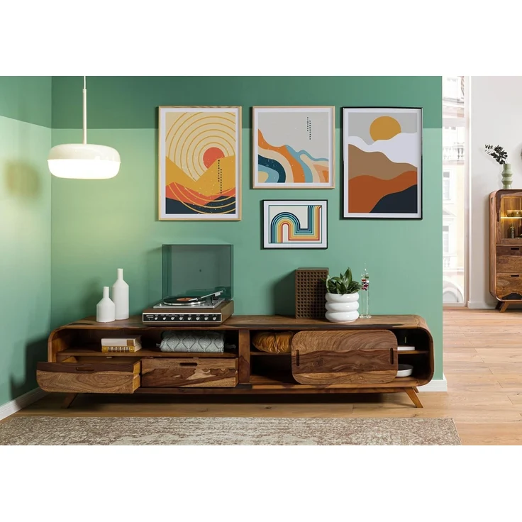Massivmoebel24 TV-Board (Sheesham 220 x 40 x 48 dunkelbraun lackiert MAILAND #227) – Bild 4