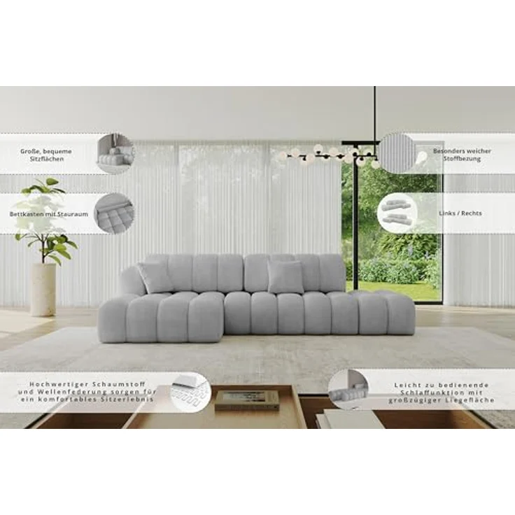 ALTDECOR Ecksofa OLEA-L2-S, L-Form Couch mit Schlaffunktion und Bettkasten, moderner Sitzkomfort in elegantem Design – Bild 6