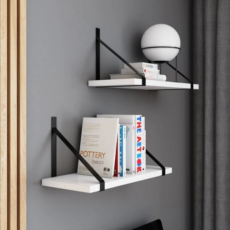 AKKE Wandregal, Hängeregal GINO modern mit schwarzen Befestigungen 2mm PVC LOFT – Bild 5