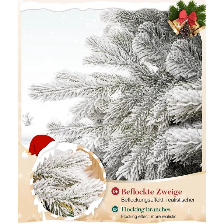 Yorbay Künstlicher Weihnachtsbaum Künstlicher Christbaum, mit Schnee, Metallständer – Bild 4