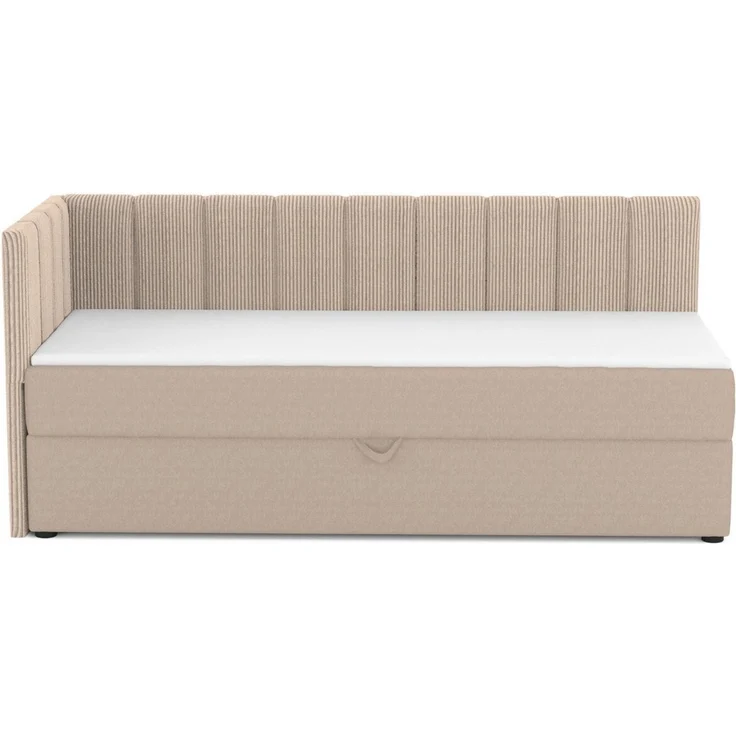 Deine Möbel 24 Boxspringbett VIGO, Tagesbett mit Bettkasten, Kindersofa mit Schlaffunktion (Cord-Stoff & Velour Samt, 1-St, perfekt für Jugendliche & Erwachsene, Modernes 3-in-1 Design), Jugendbett 90x200 100x200, Schwarz Grau Beige Creme Anthrazit – Bild 4