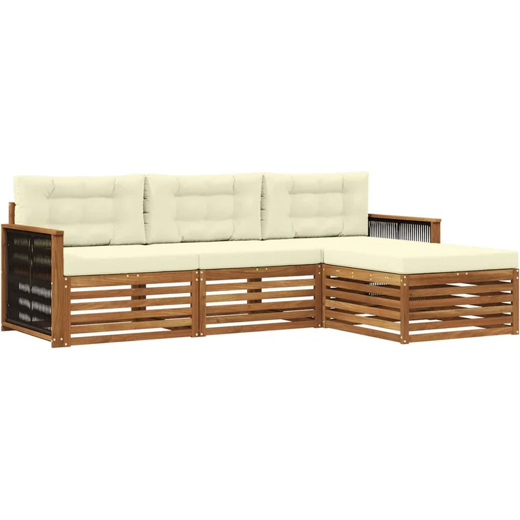 vidaXL Outdoor-Sofagarnitur 4 stk. 3-Sitzer Natur und Creme 3383203 – Bild 2