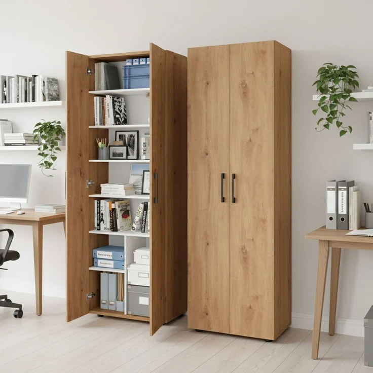 Bellamio 'Apol' Mehrzweckschrank, Eichenoptik, 176x33x60 cm, Aktenschrank mit 8 Ablagefächern – Bild 2