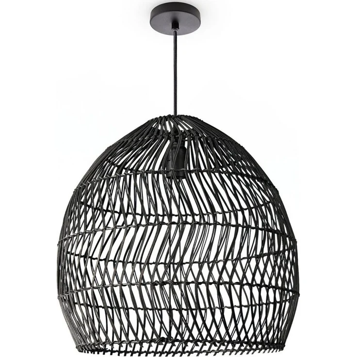 Paco Home Pendelleuchte ORNA, ohne Leuchtmittel, Pendellampe Rattan Korb Boho Modern Esszimmerlampe Natur Vintage E27 – Bild 1
