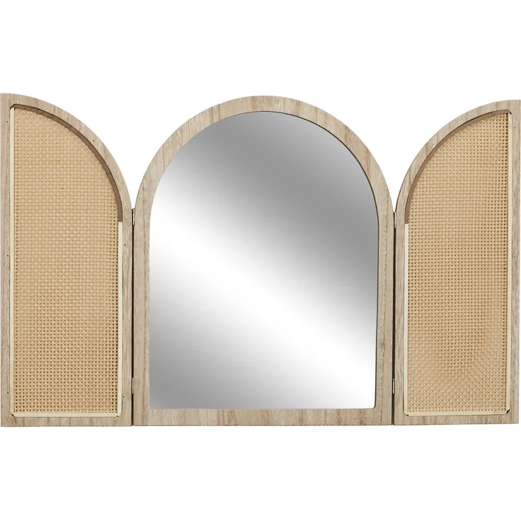 HOME DECO FACTORY Kissenbezug Leinen-Optik 45x45 cm Beige | Wandspiegel aus Glas und Holz mit Jalousien, Modell Bali, exotisches Design, Wohn- oder Schlafzimmer, 60x80 cm, braun