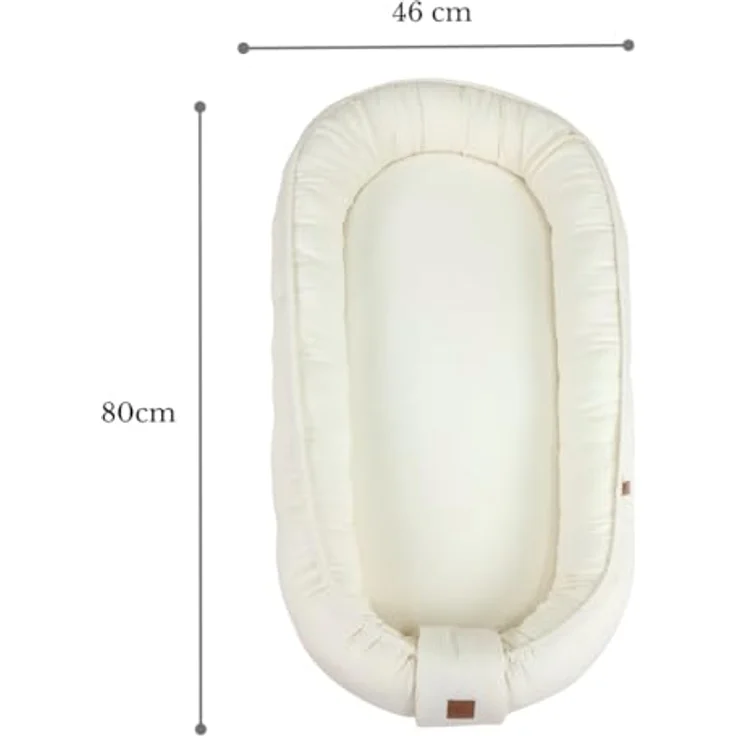 WIKLINOPOL Babynest, Nestchen für Neugeborene – Baby Nestchen 80x46 cm in Ecru, Tragbares Nest aus Musselin - Baby Nest für Neugeborene mit herausnehmbarer Matratze – Bild 4