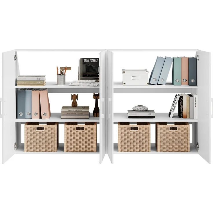 Bellamio 'Aland' Dachschrägenregal mit Türen, weiß, 100x52x179 cm, Schrank für Dachschräge mit 6 Fächern – Bild 9