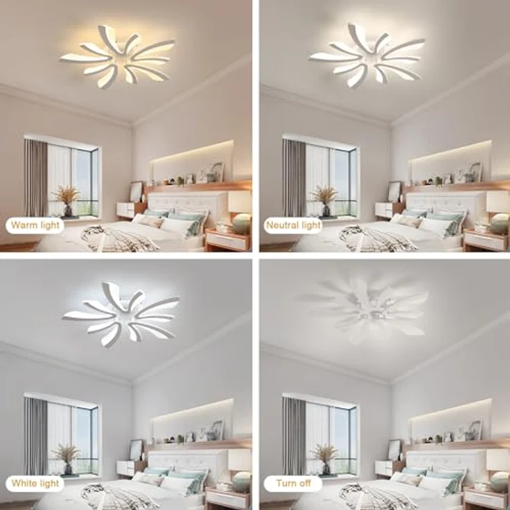 Comely LED Deckenleuchte Dimmbar, Wohnzimmerlampe mit Fernbedienung, 48W 5400LM Acryl Moderne Deckenlampe Deckenbeleuchtung für Schlafzimmer Wohnzimmer, Dimmbar 3000K- 6500K, Durchmesser 70cm, Weiß – Bild 8