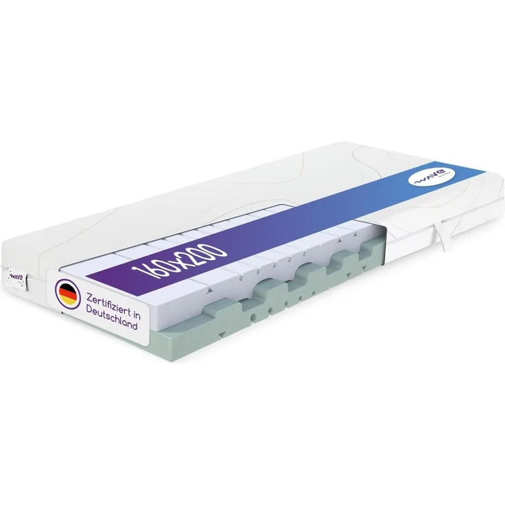 M line | Wave Light | 7 Zonen Kaltschaummatratze - Atmungsaktiv - Orthopädische Matratze 160 x 200 x 18 cm