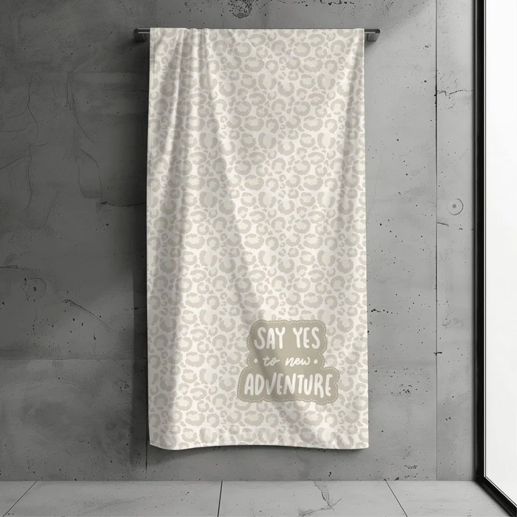 MTOnlinehandel Strandtuch Kinder • 70x140 cm • Schnelltrocknend, Baumwolle & Mikrofaser Mix (1-St), Badetuch • Weich & Saugfähig • Strand • Meer • Animalprint Beige