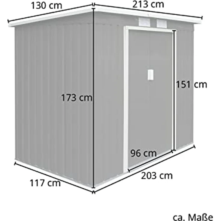 HATTORO P100 Metall Gerätehaus Geräteschuppen Garten Schuppen Gartenhaus Grau – Bild 4